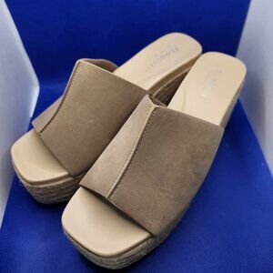 Eloquii Elements Women’s Heeled Jute Wrapped Sandals Size 8W Block Heel Tan